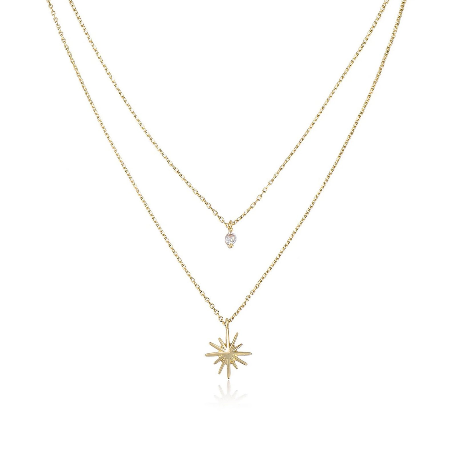 Starburst Layered Artificial Pendant Necklace - Image 2