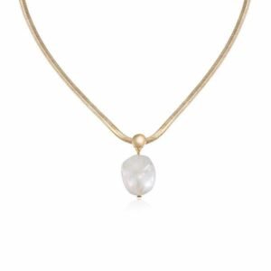 Gold Tone Pearl Pendant Necklace