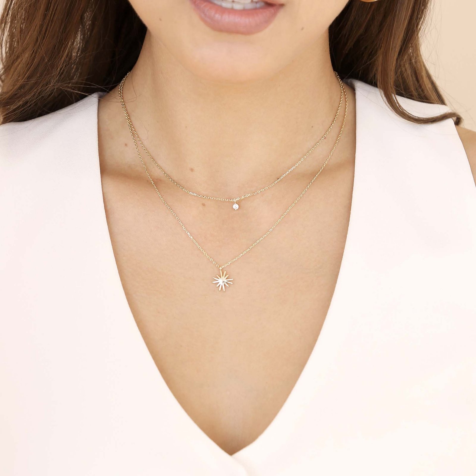 Starburst Layered Artificial Pendant Necklace - Image 3