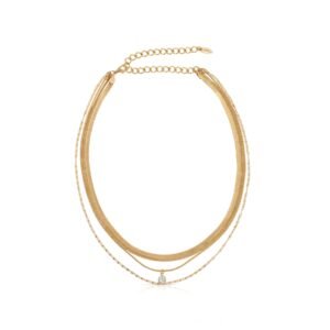 Gold Tone Multi Layer Chain Necklace
